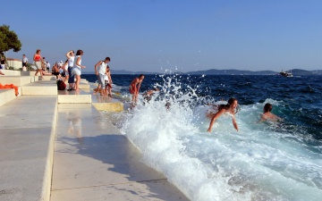 Promenade steps with the Sea Organ in Zadar